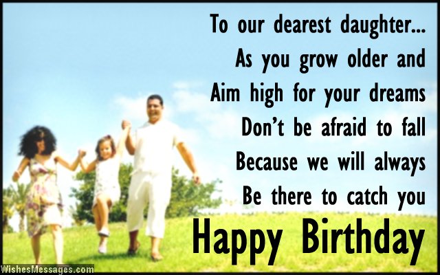 Beautiful birthday card wish for daughter from mom and dad