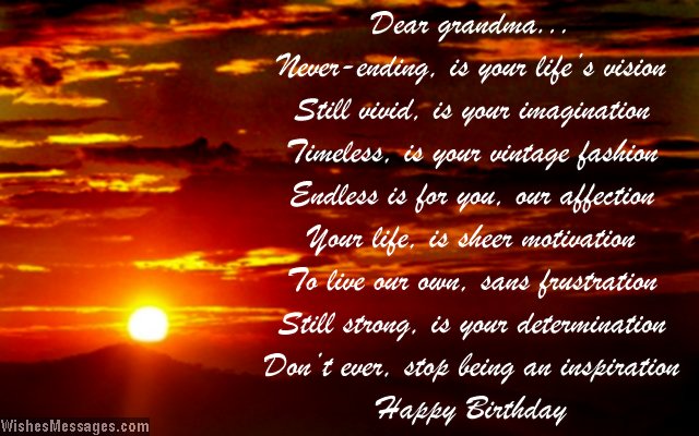 Beautiful birthday greeting card poem for grandma