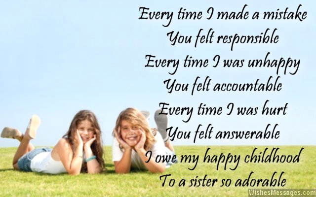 Beautiful thank you poem to sister from brother