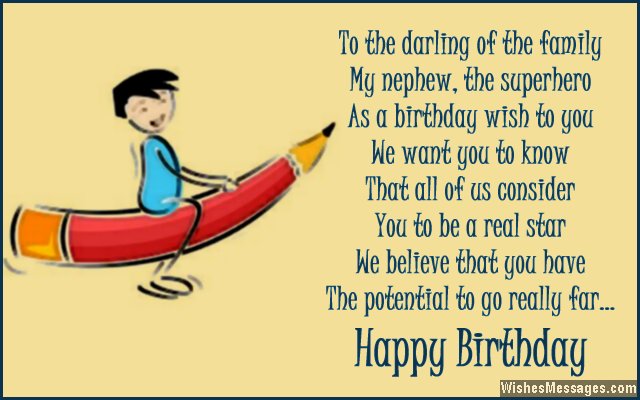 Birthday greeting poem to nephew from aunt or auncle