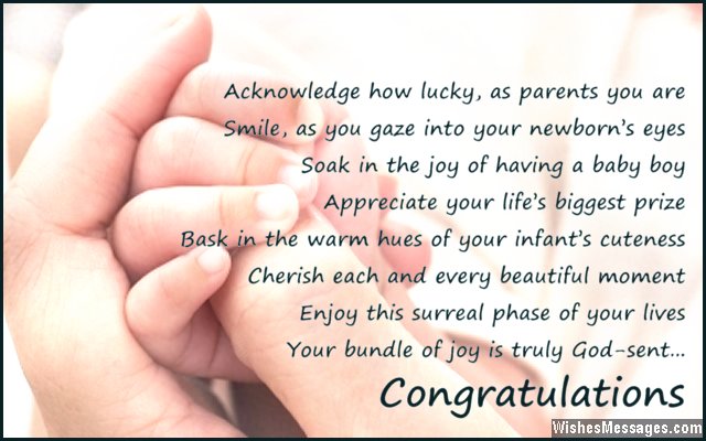 Congratulations poem to parents for newborn baby boy