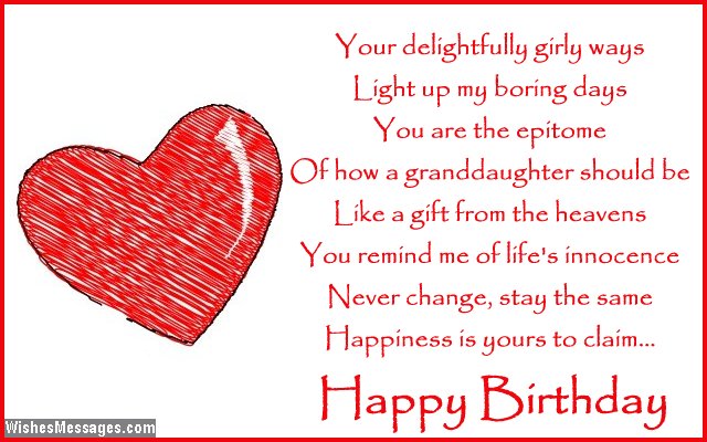 Cute birthday card poem for granddaughter