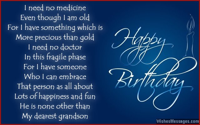 Cute birthday card poem for grandson