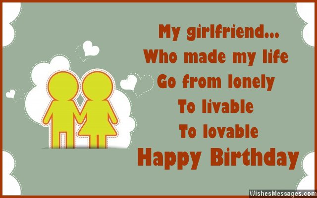 Cute birthday card wish for girlfriend