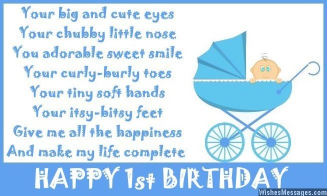 Cute first birthday poem on card