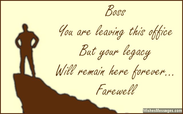 Farewell greeting card quote for boss from colleagues