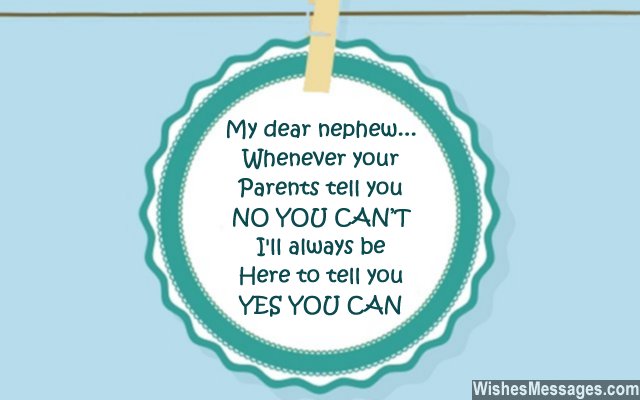 Funny birthday card message for nephew from uncle or aunt