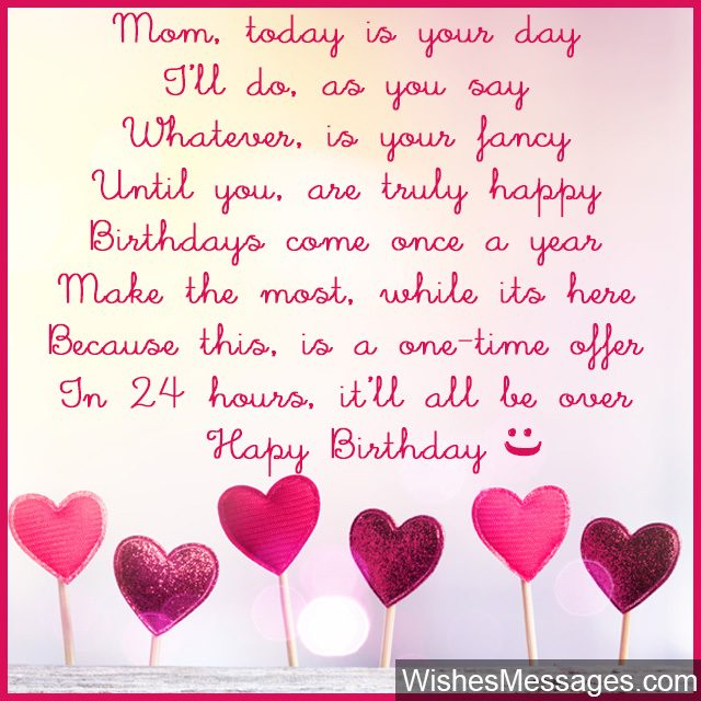 Funny birthday poem for mom greeting card