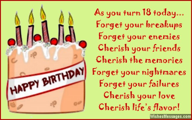 Sweet 18th birthday card message