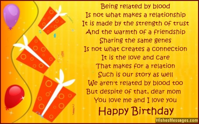 Sweet birthday greeting card for stepmom