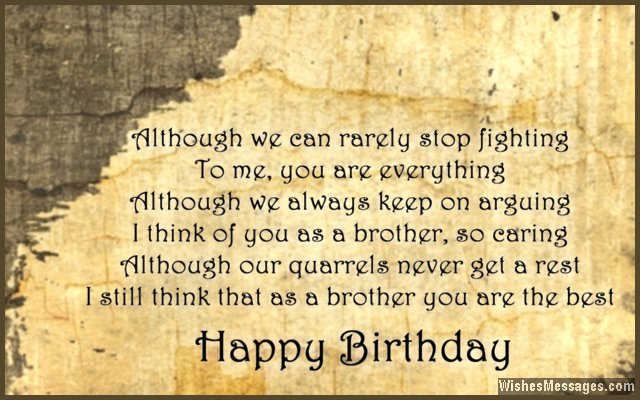 Sweet birthday message for brother