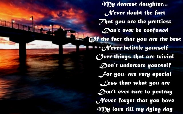 Sweet love poem to daughter from dad or mom