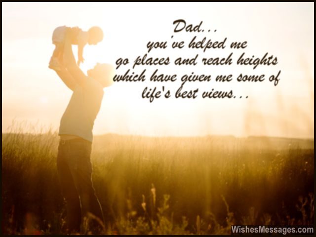 Sweet message for dad lifting up his daughter