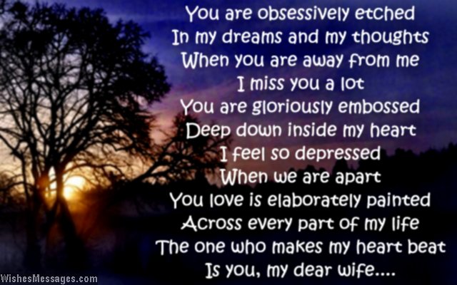 Sweet missing you poem to wife from husband