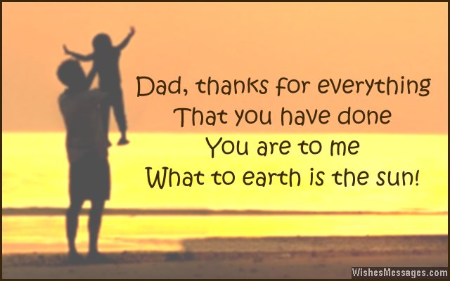 Sweet note to say thank you to dad - from a son or daughter