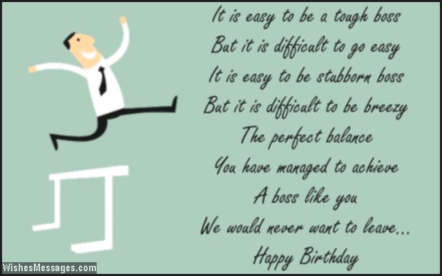 Thankful birthday poem for boss